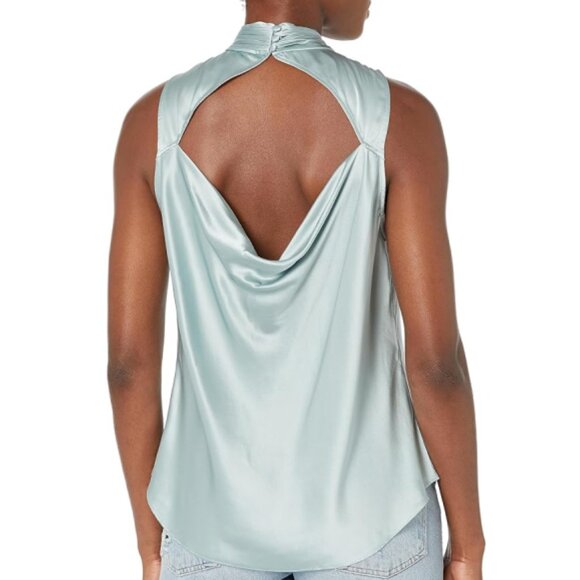 Cinq à Sept 'Jaylee' Open-Back Sleeveless Silk Top, Cloud Blue - Picture 2 of 2